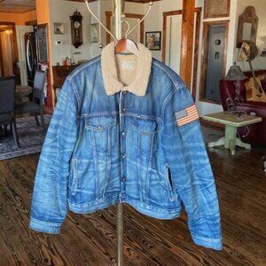 Ralph Lauren Sherpa Lined Denim Jacket Men's XL